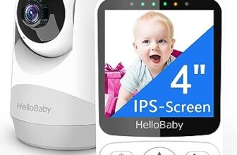 HelloBaby Babyphone mit Kamera,29 Stunden Akkulaufzeit Babyfon,318°/120° Baby Monitor mit Ferngesteuerter Pan-Tilt Kamera 2X Zoom,Infrarot-Nachtsichtkamera ECO-Modus,Bis zu 1000ft,2-Wege-Audio