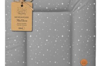 Wickelauflage Wickelunterlage abwaschbar und wasserdicht 75×72 cm – Wickelmatte zum Auflegen auf Wickeltisch Wickelaufsatz Wickelkommode oder Waschmaschine Oeko-Tex 75 x 72 Galaxie B