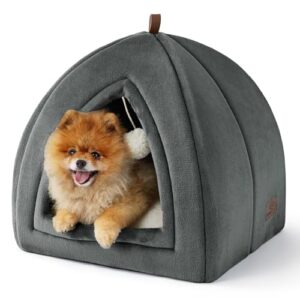 Bedsure Katzenhöhle große Katzen Dunkelgrau – Faltbare Katzenbett, 44x44cm