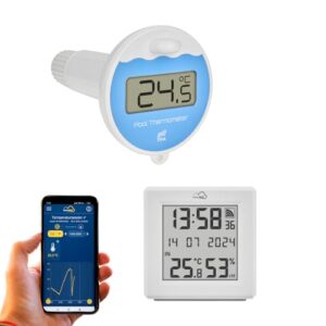 TFA Dostmann TFA.me Starter Set Poolthermometer digital und Gateway, 35.8110, mit TFA.me System WLAN geeignet, zur Online Überwachung von Pool, Teichen, Eisbädern, Wassertemperatur, weiß