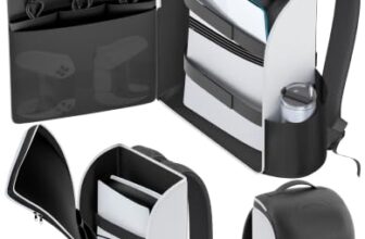 Rysker Rucksack für PS 5 / Slim / Pro-Konsole, voller Schutz PS5 Tasche, große Kapazität PS 5 Reisetasche für Dual Controller, PS Portal, Laptop, Spielkarten, PS5 Rucksack mit 3 Kabel Tasche