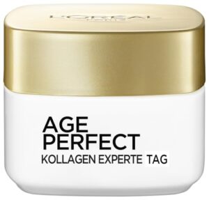 L’Oréal Paris Kollagen-Tagescreme, Anti-Aging Feuchtigkeitspflege für reife und straffere Haut, gegen Altersflecken, mit Kollagen-Peptid, Age Perfect Kollagen Experte Gesichtscreme, 50 ml