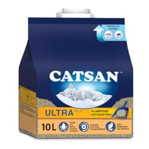 Catsan Ultra Plus Katzenstreu für Katzen, 10 Liter (1 Beutel) – Klumpstreu aus Naturton