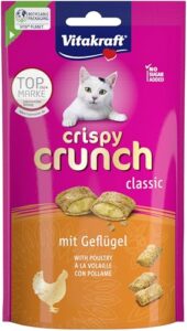 Vitakraft Crispy Crunch Classic, Katzen Leckerli, knuspriger Katzensnack gefüllt mit Geflügel, im wiederverschließbaren Beutel, ohne Zusatz von Zucker (1x 60g)