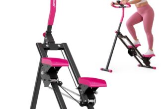 Yagud Stairmaster für Zuhause, Stair Stepper mit Doppelfeder-System, rutschfesten Pedalen und Haltegriff, faltbar, höhenverstellbare Pedale, LCD-Display, Fitnessgerät für das Home-Gym