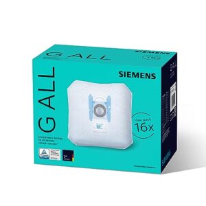 Siemens 16x Staubsaugerbeutel PowerProtect Typ G ALL VZ16GALL, 99,9% Feinstaubfilterung, Höhere Reinigungsleistung, 50% Längere Nutzungsdauer, Passend Für Alle Reihen außer VS08 Und VS01