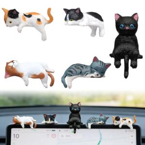 Quixion Katzenfigur Harzmaterial, 5 Teiliges Computer Monitor Katze Deko