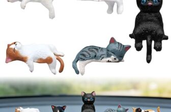 Quixion Katzenfigur Harzmaterial, 5 Teiliges Computer Monitor Katze Deko