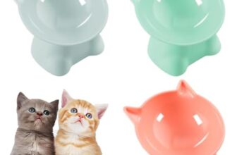 Roysmart 3 Stück Futternapf Katze, Katzennapf, Katzennapf Erhöht Fressnapf Katze mit 15° Neigung Design, Anti Erbrechen Fressnapf Katze Wasser Fütterung Schüssel für Katzen (Rosa, Grau und Grün)
