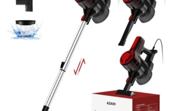Authmic Staubsauger, 3-in-1 Staubsauger mit Kabel, 20KPa/500W/5M Vacuum Cleaner, Mit 1L Staubbehälter, H13 Hepa Filter, Anti-Tangle-Bürste Für Harte Böden/Tierhaare/Teppich