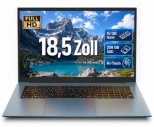 THEYETI Laptop 18,5 Zoll 16GB RAM 256GB SSD, AI Unterstützung Notebook Core i3 (bis zu 3,9 GHz), 8000mAh Akku, FHD Display 180° Betrachtungswinkel, HDMI, USB-C Multifunktionsanschluss(Hellblau)