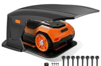 Jaxguom Mähroboter Garage mit Klappdach, Garage für Mähroboter mit Serviceklappe,Rasenroboter Garage wetterfest,UV- & Regenschutz,Ohne Signalstörung,70.5x57x33cm