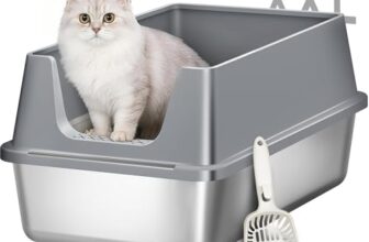 Fobyfurny Katzenklo Edelstahl, XXL Hoher Rand Katzentoilette, Dunkelgrau