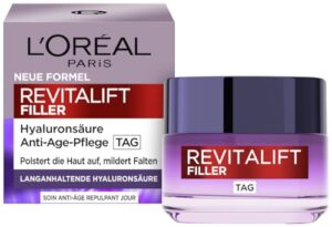 L’Oréal Paris Hyaluron Tagescreme, Anti-Aging Gesichtspflege mit Micro-Filler Hyaluronsäure für Feuchtigkeit und Anti Falten Effekt, Revitalift Filler,1 x 50 ml