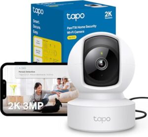 Tapo TP-Link C212 360° WLAN Überwachungskamera, Ethernet/Wi-Fi-Anschluss,2K Auflösung, Bewegungsverfolgung, Nachtsicht, Zwei-Wege-Audio, kompatibel mit Alexa und Google Assistant, für Babys/Haustiere