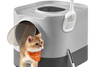 Feandrea Katzenklo, Katzentoilette XXL, mit Deckel, ausziehbares Tablett