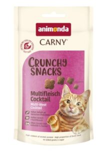animonda Carny Crunchy Snacks, Katzen Leckerli Multifleisch Cocktail (10 x 50g), knuspriger Premium Katzensnack für erwachsene Katzen mit viel Fleisch, ohne Getreide und Zucker