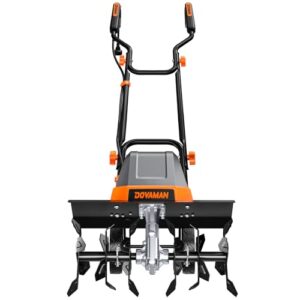 DOVAMAN 1800W Elektro Bodenhacke, 46 cm Arbeitsbreite & 22 cm Arbeitstiefe, 380 U/min Gartenfräse mit 6 Metallmesser, 4-Fach verstellbare Räder, Klappgriff & Überlastschutz – T03