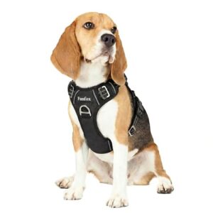 Funfox Anti Zug Hundegeschirr Mittelgroße Hunde mit Frontclip, Schwarz