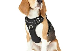 Funfox Anti Zug Hundegeschirr Mittelgroße Hunde mit Frontclip, Schwarz
