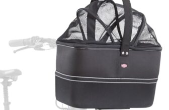 TRIXIE Hundekorb für das Fahrrad vorne bis 6 kg 41 × 47 × 29 cm – Hundefahrradkorb für den Lenker – inklusive Regenhaube für Hundefahrradkorb und Netzabdeckung, 13108