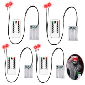 4 Stück Timer & 8 Modi Rot Halloween LED Leuchtende Augen für Halloween Deko Skelette,Totenköpfe,Kürbisse,Grabsteine,LED Augen Dekoration,Kostüm Cosplay Masken,Horror-Dekoration