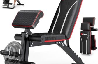 Hantelbank verstellbar, klappbare Hantelbank, 363 kg Trainingsbank mit Beinverlängerung, Prediger-Pad und verlängerter Kopfstütze, multifunktionale Fitnessgeräte für zu Hause