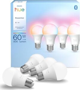 Philips Hue Essential Smart LED A60 Lampe, E27, 4er Pack