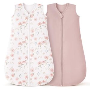 Bearmoss Baby Schlafsack 0.5 Tog 100%-Baumwolle für Neugeborene 0-6 Monate 2 Pack Atmungsaktiv Schlafsack für Neugeborene Kleinkind (Hellbraun)