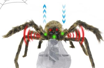 Halloween Deko Outdoor Spinne,Hüpfende Schreiende Spinne mit LED Augen für Außen Innen, Party Garten, Spukhäuser Deko