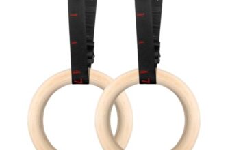 5BILLION Turnringe Holz Gymnastikringe Ringe Turnen für Fitness mit Hochfeste Nylon Gurtbänder mit Schnellschnallverschlüßen aus Metall verstellbaren-28mm