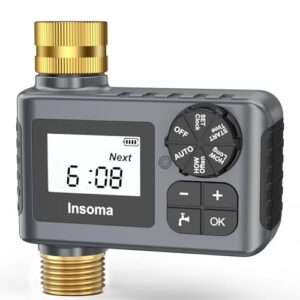 Wasser-Timer mit Messingeinlass & -auslass für Gartenschlauch im Freien, Schlauch-Timer mit Regenverzögerung/manuellem Modus, automatisches Tropfbewässerungssteuerungssystem für Rasenhof