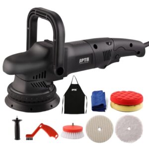 Exzenter Poliermaschine, Exzenterpolierer, SPTA 15mm-1100W Polierer mit 6 Variable Geschwindigkeit 2000-4800RPM, 125 mm Polierteller, Polierschwamm, zum Polieren von Auto, Möbeln – DA503
