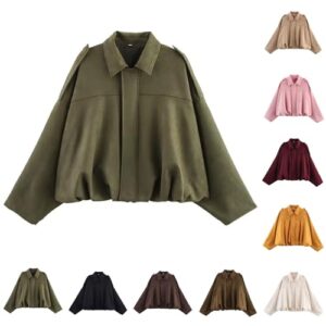 Generisch Wildlederjacke Damen Kurz, Casual Übergangsjacke Klassisches Bomberjacke Blouson Jacke Kunstlederjacke Kurze Motorradjacke Pilotenjacke Mode Herbstjacke Fleecejacke Vintage Bikerjacke