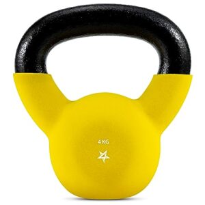 Yes4All XSQQ Neopren beschichtete Kettlebell, Krafttraining Kettlebells – 4KG Gelb