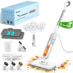 Dampfreiniger,Dampfbesen mit 6 Power Steam-Düsen,Handdampfreiniger abnehmbarem 3500W Steam Mop,10-in-1 Multifunktionszubehör,99,99% Keimabtötung,Dampfbodenreiniger,Dampfwischer für Böden und Teppiche