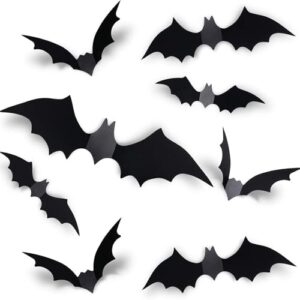 60 Stück Halloween Deko,Fledermaus Deko,Halloween Fledermaus,Fledermäuse 3d Decoration,Indoor Dekoration-Fledermausspinne,3D-Fledermaus-Dekoration Aufkleber,Batman Diy Decor,Decorations