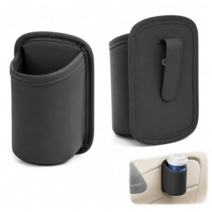 2 Stück Getränkehalter Auto, Becherhalter Auto,Auto Getränkehalter,Pu-Leder Clip-On Becherhalter Auto Türen Und Rücksitze Universelle Multifunktionale Aufbewahrungsbox Schwarz