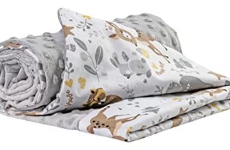 Medi Partners Babydecke Baby Decke Neugeborenen – Kuscheldecke Geschenk Babydecken 75x100cm für Kleinkinder Mädchen Krabbeldecke Kinderbett Kinderwagen 100% Baumwolle (REH mit grauem Minky)