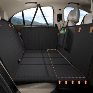 BMaoBBo Hundedecke Auto Rückbank[127x62cm],Wasserdicht,Kratzfest mit Hartschale (300 Pfund Traglast),Rücksitzschutz für SUV & Familienauto,Abnehmbar, Waschbar mit Belüftungsnetz & Tasche (Schwarz)