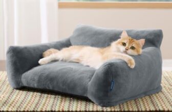 BEDSURE Katzenbett große Katzensofa Katzencouch, 61x46x25cm, dunkelgrau