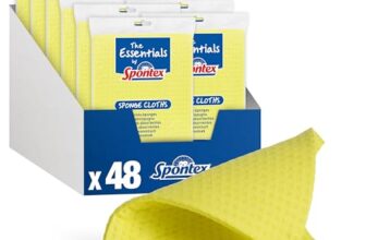 Spontex The Essentials Schwammtücher | Super saugfähige Geschirrtücher zum Wischen und Reinigen | 100% PEFC-zertifizierter Zellstoff | 12 4er-Packs (48 Stück)