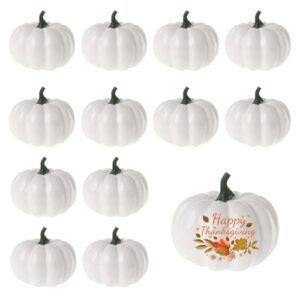 12 Stück Künstlicher Kürbis Herbstdeko für Halloween, Kürbis Bemalen, Weiße