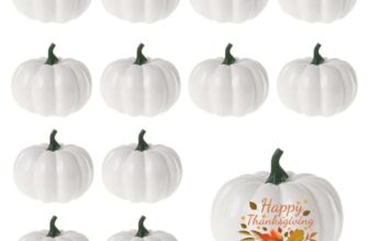 12 Stück Künstlicher Kürbis Herbstdeko für Halloween, Kürbis Bemalen, Weiße