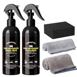 Profi Innenraumreiniger Set Auto,Porentiefe Reinigung Aller im Fahrzeug verbauten Materialien,Enthält 300ml Innenraum Reiniger 300ml Innenraumpflege Wachs-Professionelle Gewachste Tücher Mikrofasertuc