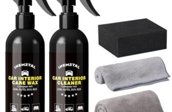 Profi Innenraumreiniger Set Auto,Porentiefe Reinigung Aller im Fahrzeug verbauten Materialien,Enthält 300ml Innenraum Reiniger 300ml Innenraumpflege Wachs-Professionelle Gewachste Tücher Mikrofasertuc