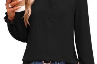 Rapbin Bluse Damen Langarm V-Ausschnitt Chiffon Oberteil Elegant Shirt