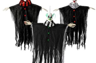 3-Teiliges Halloween Hängendes Clown Skelett Set – Rote, Orange, Grüne Horror Clowns,Halloween Deko Outdoor & Indoor, Gruselige Hängende Clown Deko für Party, Fenster Skelett Halloween Deko