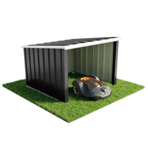 VOUNOT® Mähroboter Garage Metall mit Pultdach 78x92x62,5 cm Schwarz
