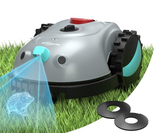 YARDCARE V100 Mähroboter ohne Begrenzungskabel, mit Vision Navigation, Spiralschnitt, 150 Hinderniserkennung, Rasenroboter bis zu 150 m², 4Ah Akku Rasenmäher Roboter mit Kamera, Ersatzklingen
